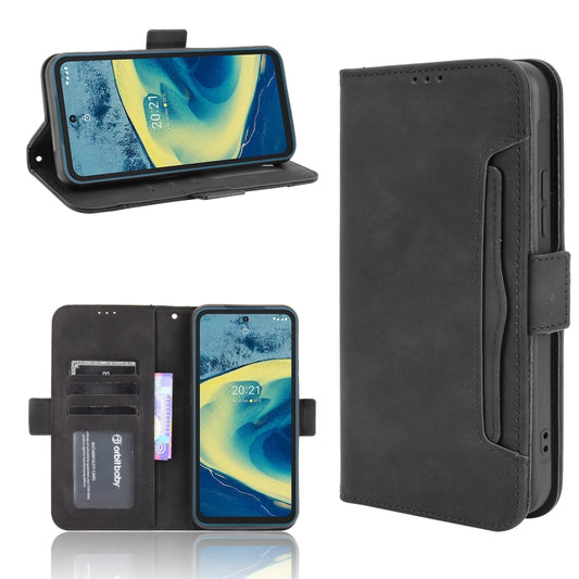For Nokia XR20 Skin Feel Calf Pattern Horizontal Flip Leather Case with Holder & Card Slots & Photo Frame(Black) - Nokia Cases by buy2fix | Online Shopping UK | buy2fix