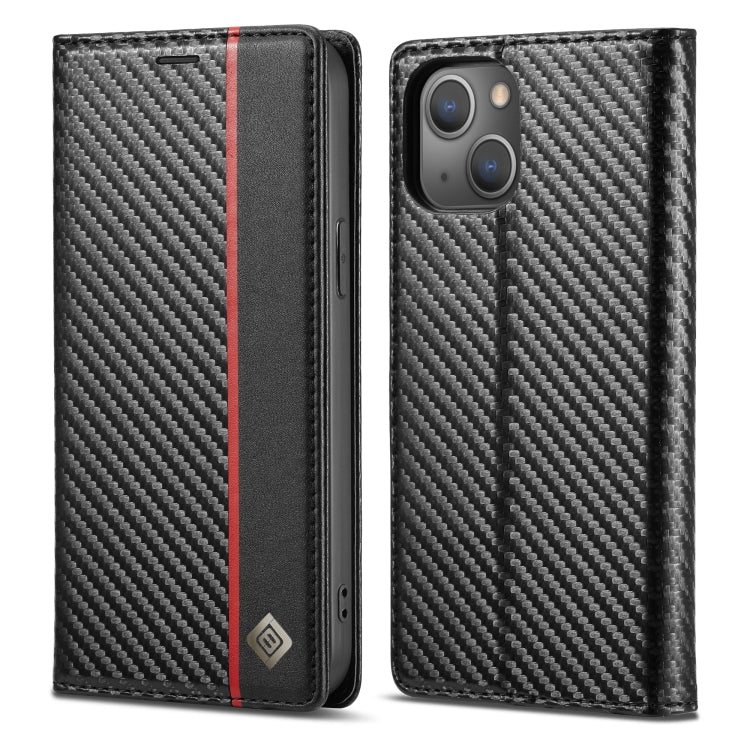 For iPhone 13 LC.IMEEKE Carbon Fiber PU + TPU Horizontal Flip Leather Case with Holder & Card Slot & Wallet(Vertical Black) - iPhone 13 Cases by LC.IMEEKE | Online Shopping UK | buy2fix