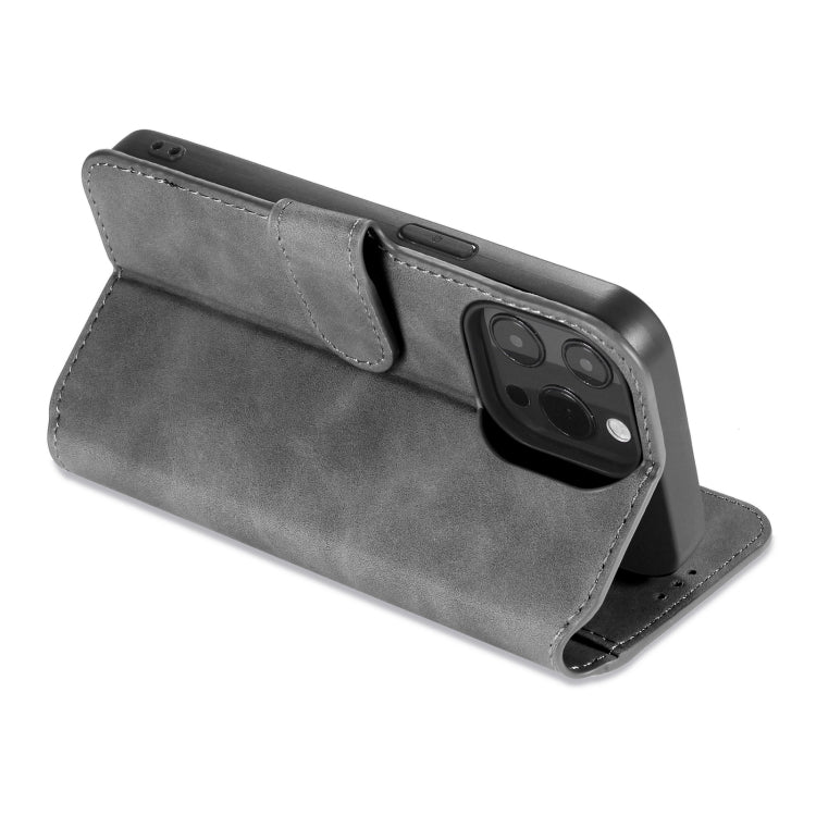 For iPhone 13 Pro DG.MING Retro Oil Side Horizontal Flip Leather Case with Holder & Card Slots & Wallet (Grey) - iPhone 13 Pro Cases by DG.MING | Online Shopping UK | buy2fix