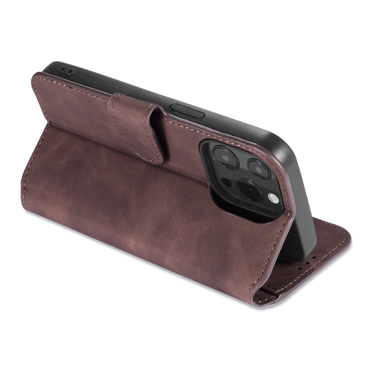 For iPhone 13 Pro DG.MING Retro Oil Side Horizontal Flip Leather Case with Holder & Card Slots & Wallet (Coffee) - iPhone 13 Pro Cases by DG.MING | Online Shopping UK | buy2fix