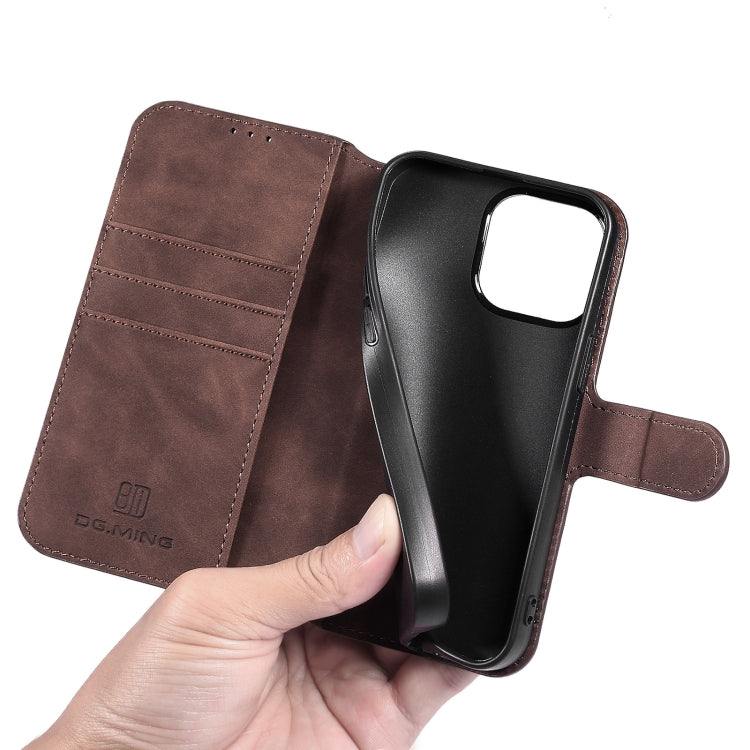 For iPhone 13 Pro DG.MING Retro Oil Side Horizontal Flip Leather Case with Holder & Card Slots & Wallet (Coffee) - iPhone 13 Pro Cases by DG.MING | Online Shopping UK | buy2fix