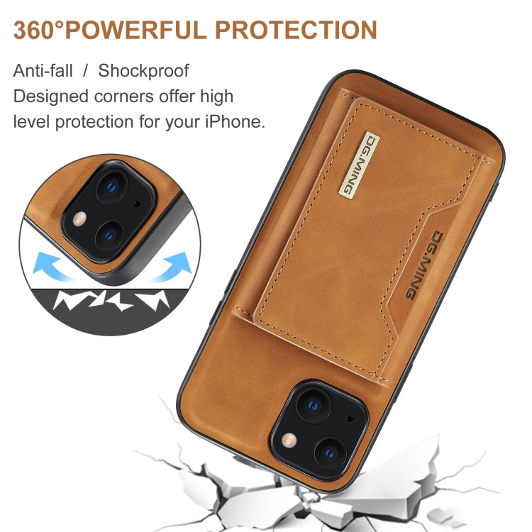 For iPhone 13 mini DG.MING M2 Series 3-Fold Card Bag Shockproof Case with Wallet & Holder Function (Brown) - iPhone 13 mini Cases by DG.MING | Online Shopping UK | buy2fix