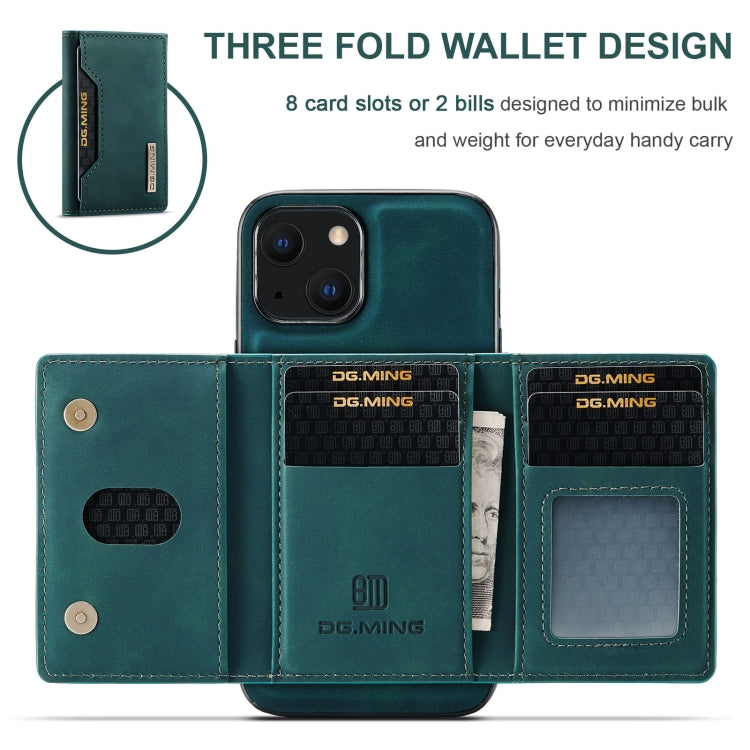 For iPhone 13 DG.MING M2 Series 3-Fold Card Bag Shockproof Case with Wallet & Holder Function(Green) - iPhone 13 Cases by DG.MING | Online Shopping UK | buy2fix