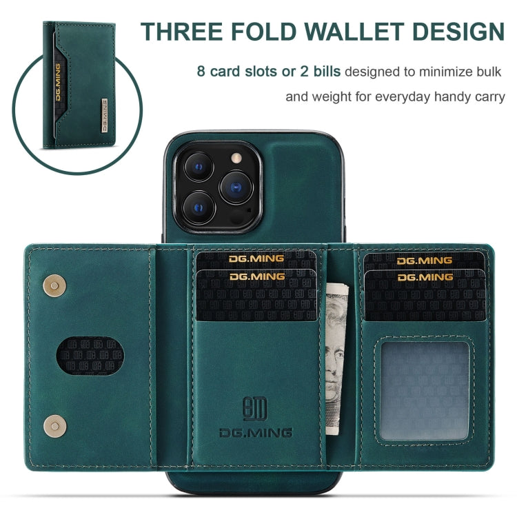 For iPhone 13 Pro DG.MING M2 Series 3-Fold Card Bag Shockproof Case with Wallet & Holder Function (Green) - iPhone 13 Pro Cases by DG.MING | Online Shopping UK | buy2fix