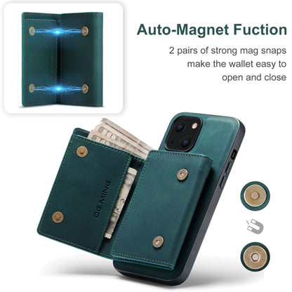 For iPhone 13 mini DG.MING M1 Series 3-Fold Multi Card Wallet Shockproof Case with Holder Function (Green) - iPhone 13 mini Cases by DG.MING | Online Shopping UK | buy2fix