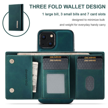 For iPhone 13 DG.MING M1 Series 3-Fold Multi Card Wallet Shockproof Case with Holder Function (Green) - iPhone 13 Cases by DG.MING | Online Shopping UK | buy2fix