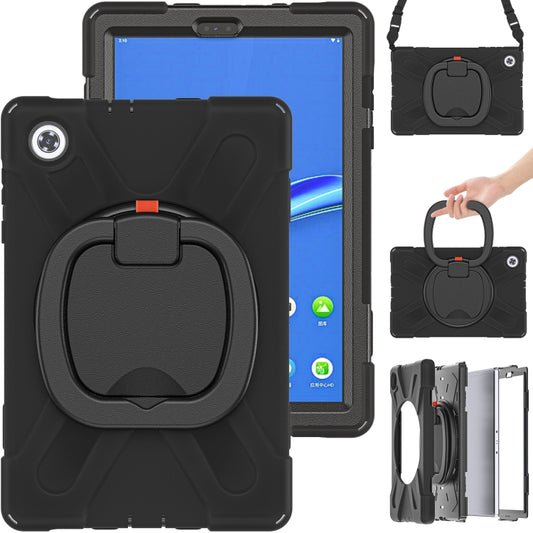 For Lenovo Tab M10 HD 2020 X306X/F Silicone + PC Protective Case with Holder & Shoulder Strap(Black) - Lenovo by buy2fix | Online Shopping UK | buy2fix