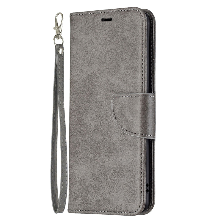 For OPPO Reno5 5G Retro Lambskin Texture Pure Color Horizontal Flip PU Leather Case with Holder & Card Slots & Wallet & Lanyard(Grey) - OPPO Cases by buy2fix | Online Shopping UK | buy2fix