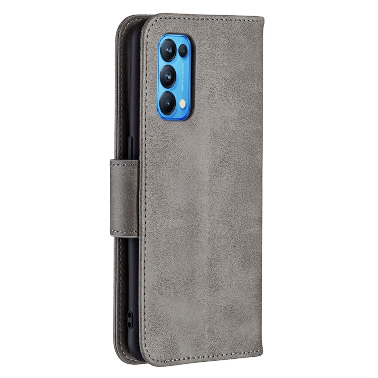 For OPPO Reno5 5G Retro Lambskin Texture Pure Color Horizontal Flip PU Leather Case with Holder & Card Slots & Wallet & Lanyard(Grey) - OPPO Cases by buy2fix | Online Shopping UK | buy2fix