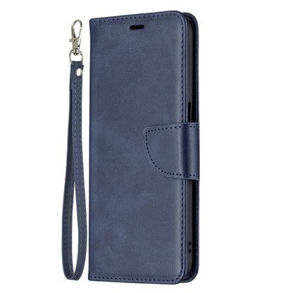 For OPPO Realme 8 5G/Realme V13 5G Retro Lambskin Texture Pure Color Horizontal Flip PU Leather Case with Holder & Card Slots & Wallet & Lanyard(Blue) - Realme Cases by buy2fix | Online Shopping UK | buy2fix