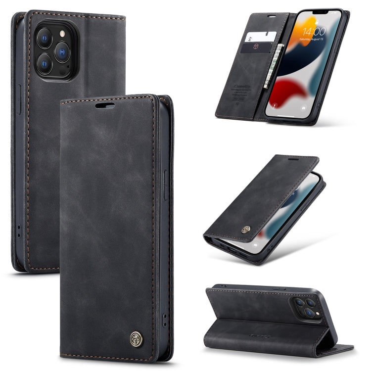 For iPhone 13 Pro CaseMe-013 Multifunctional Retro Frosted Horizontal Flip Leather Case with Card Slot & Holder & Wallet (Black) - iPhone 13 Pro Cases by CaseMe | Online Shopping UK | buy2fix