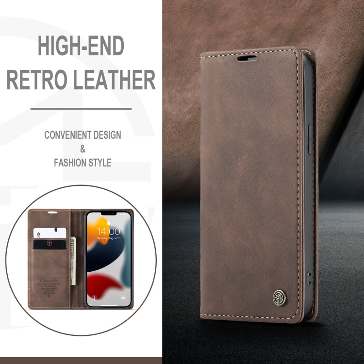 For iPhone 13 Pro CaseMe-013 Multifunctional Retro Frosted Horizontal Flip Leather Case with Card Slot & Holder & Wallet (Coffee) - iPhone 13 Pro Cases by CaseMe | Online Shopping UK | buy2fix