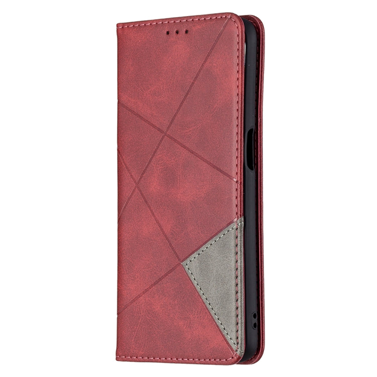 For OPPO A74 5G / A93 5G / A54 5G Rhombus Texture Horizontal Flip Magnetic Leather Case with Holder & Card Slots(Red) - OPPO Cases by buy2fix | Online Shopping UK | buy2fix