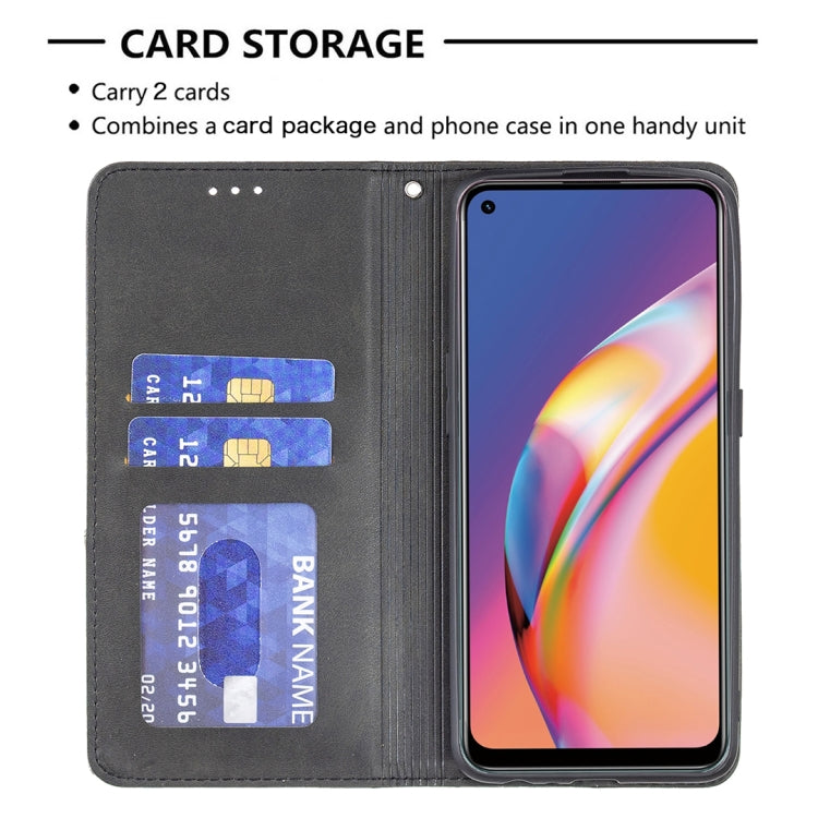 For OPPO A94 4G / Reno 5F / F19 Pro Rhombus Texture Horizontal Flip Magnetic Leather Case with Holder & Card Slots(Black) - OPPO Cases by buy2fix | Online Shopping UK | buy2fix