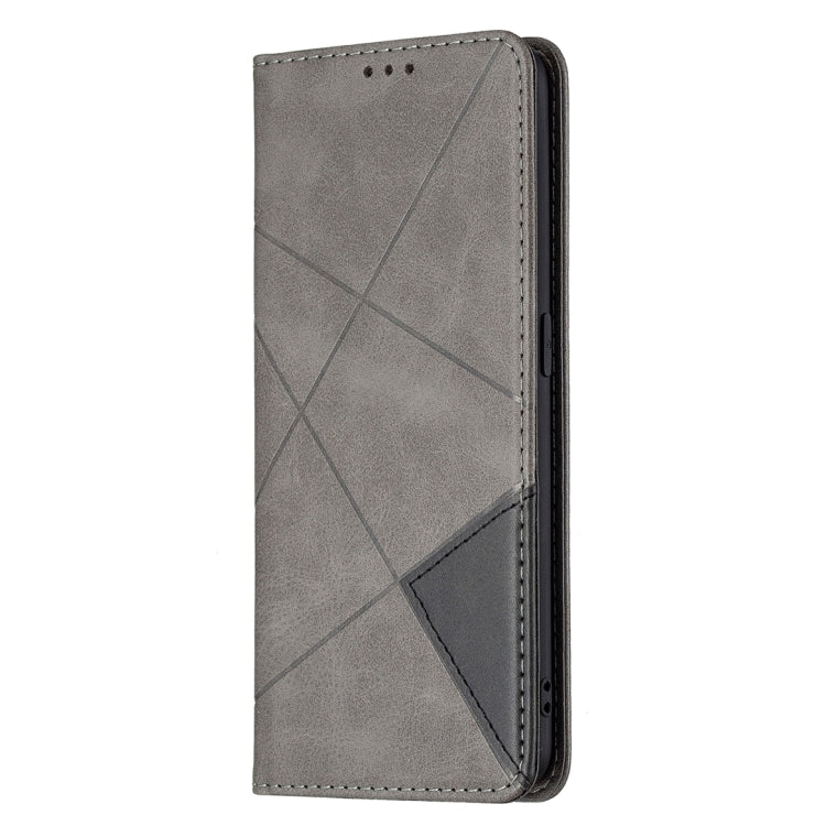 For OPPO A94 5G / F19 Pro Plus / Reno5 Z 5G Rhombus Texture Horizontal Flip Magnetic Leather Case with Holder & Card Slots(Grey) - OPPO Cases by buy2fix | Online Shopping UK | buy2fix