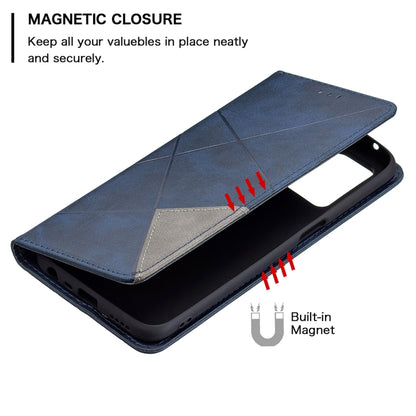 For OPPO Realme 8 5G / V13 Rhombus Texture Horizontal Flip Magnetic Leather Case with Holder & Card Slots(Blue) - Realme Cases by buy2fix | Online Shopping UK | buy2fix