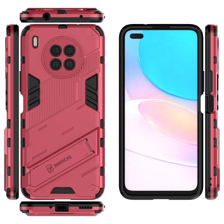 For Huawei nova 8i Foreign Version Punk Armor 2 in 1 PC + TPU Shockproof Case with Invisible Holder(Light Red) - Huawei Cases by buy2fix | Online Shopping UK | buy2fix