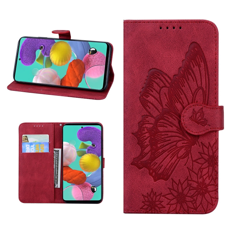 For iPhone 13 mini Retro Skin Feel Butterflies Embossing Horizontal Flip Leather Case with Holder & Card Slots & Wallet (Red) - iPhone 13 mini Cases by buy2fix | Online Shopping UK | buy2fix