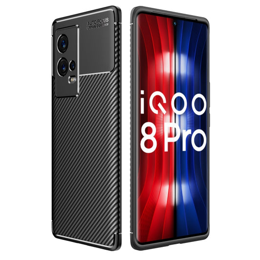 For vivo iQOO 8 Pro Carbon Fiber Texture Shockproof TPU Case(Black) - vivo Cases by buy2fix | Online Shopping UK | buy2fix