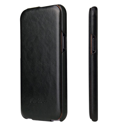 For iPhone 13 Fierre Shann Retro Oil Wax Texture Vertical Flip PU Leather Case(Black) - iPhone 13 Cases by FIERRE SHANN | Online Shopping UK | buy2fix