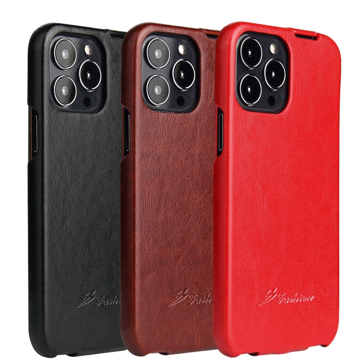 For iPhone 13 mini Fierre Shann Retro Oil Wax Texture Vertical Flip PU Leather Case (Brown) - iPhone 13 mini Cases by FIERRE SHANN | Online Shopping UK | buy2fix