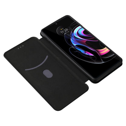 For Motorola Edge 20 Pro Carbon Fiber Texture Horizontal Flip TPU + PC + PU Leather Case with Card Slot(Black) - Motorola Cases by buy2fix | Online Shopping UK | buy2fix