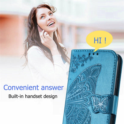 Butterfly Love Flowers Embossed Horizontal Flip Leather Case with Holder & Card Slots & Wallet & Lanyard For ZTE Blade A71(Blue) - ZTE Cases by buy2fix | Online Shopping UK | buy2fix