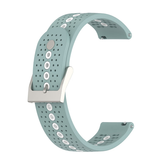 20mm Universal Colorful Hole Silicone Watch Band(Rock Cyan White) - Watch Bands by buy2fix | Online Shopping UK | buy2fix