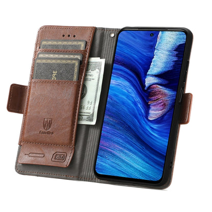 For Xiaomi Redmi Note 10 5G CaseNeo Business Splicing Dual Magnetic Buckle Horizontal Flip PU Leather Case with Holder & Card Slots & Wallet(Brown) - Xiaomi Cases by buy2fix | Online Shopping UK | buy2fix