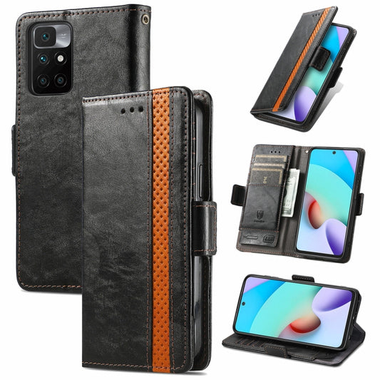 For Xiaomi Redmi 10 CaseNeo Business Splicing Dual Magnetic Buckle Horizontal Flip PU Leather Case with Holder & Card Slots & Wallet(Black) - Xiaomi Cases by buy2fix | Online Shopping UK | buy2fix