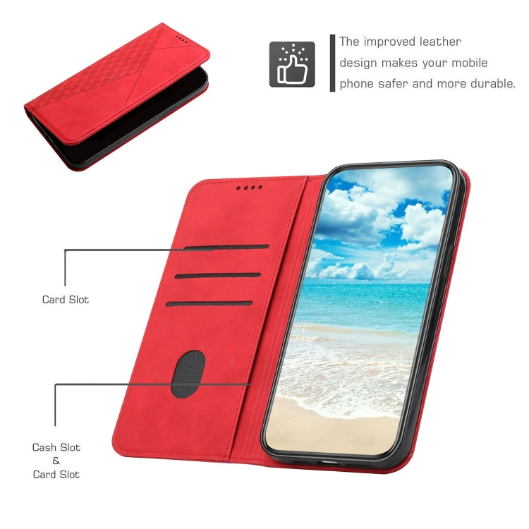 For iPhone 11 Diamond Pattern Splicing Skin Feel Magnetic Horizontal Flip Leather Case with Card Slots & Holder & Wallet (Red) - iPhone 11 Cases by buy2fix | Online Shopping UK | buy2fix