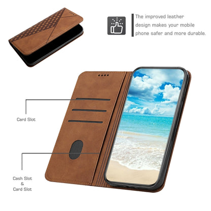 For iPhone SE 2022 / SE 2020 / 8 / 7 Diamond Pattern Splicing Skin Feel Magnetic Horizontal Flip Leather Case with Card Slots & Holder & Wallet / 6(Brown) - iPhone SE 2022 / 2020 / 8 / 7 Cases by buy2fix | Online Shopping UK | buy2fix