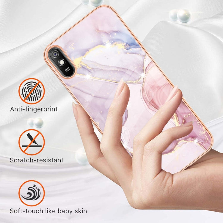 For Xiaomi Redmi 9A Electroplating Marble Pattern Dual-side IMD TPU Shockproof Case(Rose Gold 005) - Xiaomi Cases by buy2fix | Online Shopping UK | buy2fix