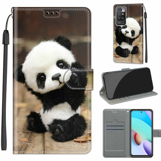 Voltage Coloured Drawing Magnetic Clasp Horizontal Flip PU Leather Case with Holder & Card Slots For Xiaomi Redmi 10(C18 Wood Board Panda) - Xiaomi Cases by buy2fix | Online Shopping UK | buy2fix