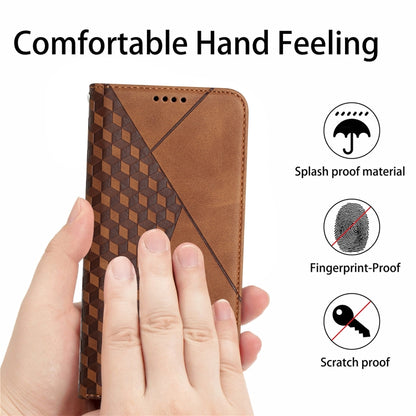 For Xiaomi Poco M3 / Redmi 9T Diamond Pattern Splicing Skin Feel Magnetic Horizontal Flip Leather Case with Card Slots & Holder & Wallet(Brown) - Xiaomi Cases by buy2fix | Online Shopping UK | buy2fix