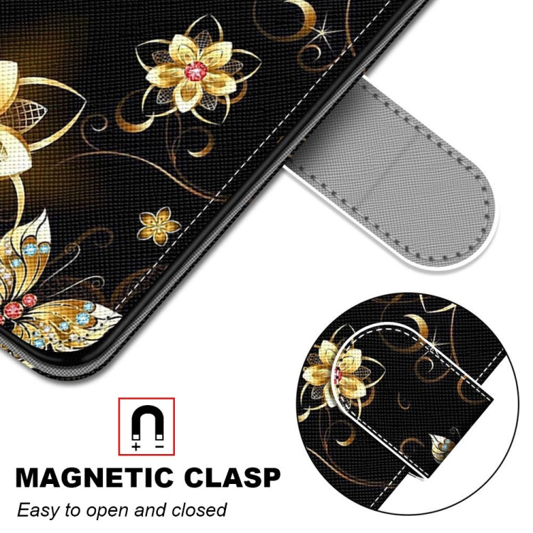 For Huawei P50 Pro Coloured Drawing Cross Texture Horizontal Flip PU Leather Case with Holder & Card Slots & Wallet & Lanyard(Gold Diamond Butterfly) - Huawei Cases by buy2fix | Online Shopping UK | buy2fix