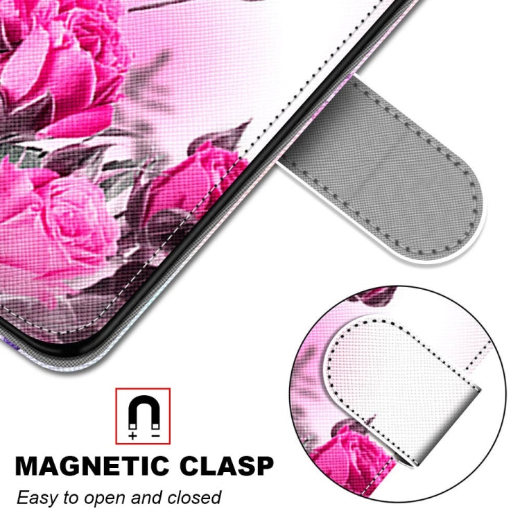 For Huawei P50 Pro Coloured Drawing Cross Texture Horizontal Flip PU Leather Case with Holder & Card Slots & Wallet & Lanyard(Wild Rose) - Huawei Cases by buy2fix | Online Shopping UK | buy2fix