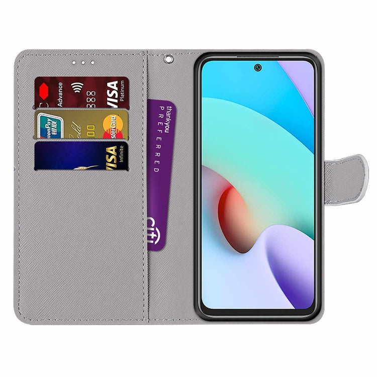 For Xiaomi Redmi 10 Coloured Drawing Cross Texture Horizontal Flip PU Leather Case with Holder & Card Slots & Wallet & Lanyard(Blue Red Butterfly) - Xiaomi Cases by buy2fix | Online Shopping UK | buy2fix