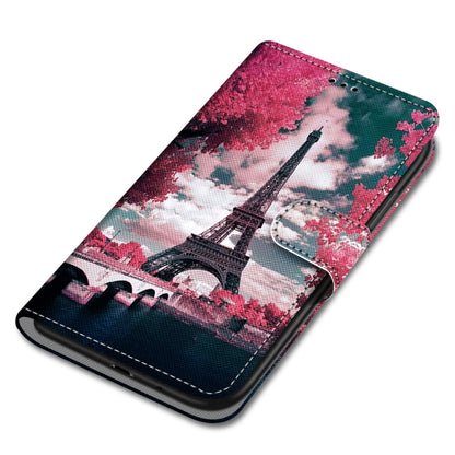 For ZTE Blade A51 Coloured Drawing Cross Texture Horizontal Flip PU Leather Case with Holder & Card Slots & Wallet & Lanyard(Pink Flower Tower Bridge) - ZTE Cases by buy2fix | Online Shopping UK | buy2fix