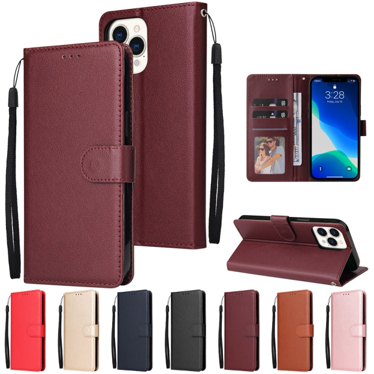 For iPhone 13 mini Multifunctional Horizontal Flip Leather Case, with Three Card Slot & Holder & Photo Frame & Lanyard (Rose Gold) - iPhone 13 mini Cases by buy2fix | Online Shopping UK | buy2fix