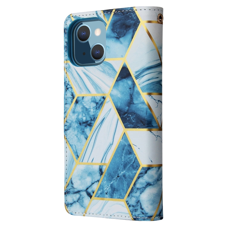 For iPhone 13 mini Marble Bronzing Stitching Horizontal Flip PU Leather Case with Holder & Card Slots & Wallet & Photo Frame (Blue) - iPhone 13 mini Cases by buy2fix | Online Shopping UK | buy2fix