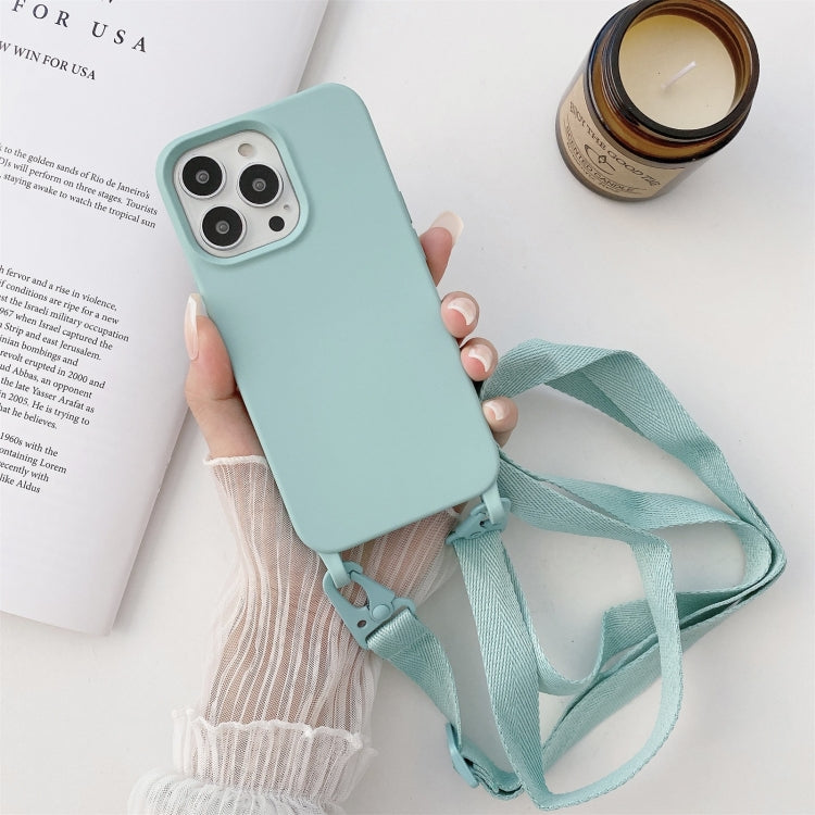 For iPhone 13 mini Elastic Silicone Protective Case with Wide Neck Lanyard (Sky Blue) - iPhone 13 mini Cases by buy2fix | Online Shopping UK | buy2fix