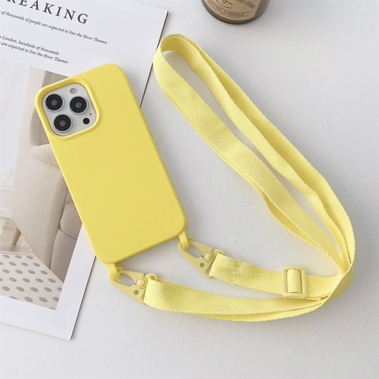 For iPhone 12 / 12 Pro Elastic Silicone Protective Case with Wide Neck Lanyard(Yellow) - iPhone 12 / 12 Pro Cases by buy2fix | Online Shopping UK | buy2fix