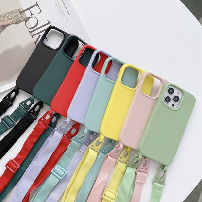 For iPhone 11 Pro Elastic Silicone Protective Case with Wide Neck Lanyard (Green) - iPhone 11 Pro Cases by buy2fix | Online Shopping UK | buy2fix