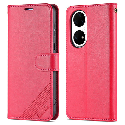 For Huawei P50 Pro AZNS Sheepskin Texture Horizontal Flip Leather Case with Holder & Card Slots & Wallet(Red) - Huawei Cases by AZNS | Online Shopping UK | buy2fix