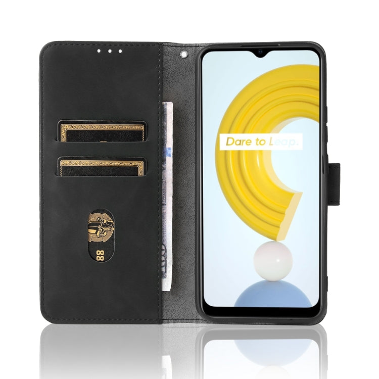 For OPPO Realme C21Y Solid Color Skin Feel Magnetic Buckle Horizontal Flip Calf Texture PU Leather Case with Holder & Card Slots & Wallet(Black) - Realme Cases by buy2fix | Online Shopping UK | buy2fix