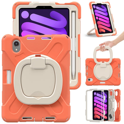 For iPad mini 6 Silicone + PC Protective Tablet Case with Holder & Shoulder Strap(Living Coral) - iPad mini 6 Cases by buy2fix | Online Shopping UK | buy2fix