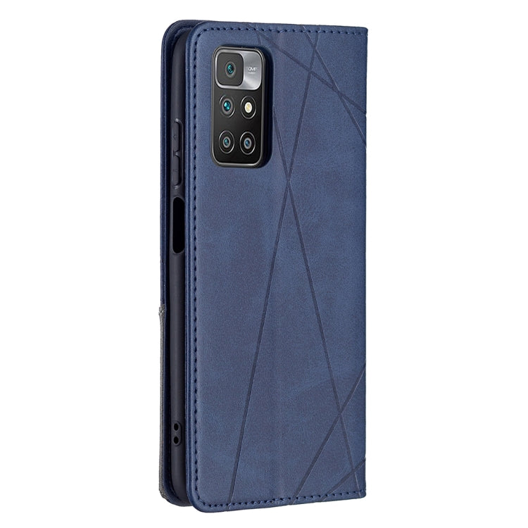 For Xiaomi Redmi 10 Rhombus Texture Horizontal Flip Magnetic Leather Case with Holder & Card Slots(Blue) - Xiaomi Cases by buy2fix | Online Shopping UK | buy2fix