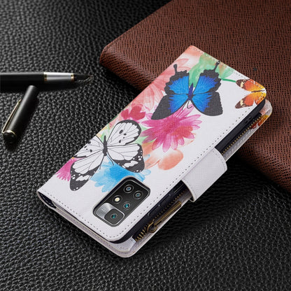 For Xiaomi Redmi 10 Colored Drawing Pattern Zipper Horizontal Flip Leather Case with Holder & Card Slots & Wallet(Two Butterflies) - Xiaomi Cases by buy2fix | Online Shopping UK | buy2fix