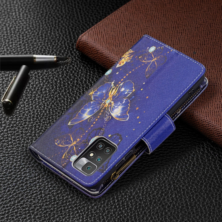 For Xiaomi Redmi 10 Colored Drawing Pattern Zipper Horizontal Flip Leather Case with Holder & Card Slots & Wallet(Purple Butterfly) - Xiaomi Cases by buy2fix | Online Shopping UK | buy2fix